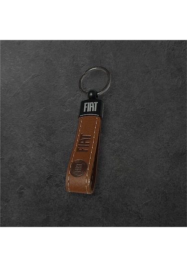 Fiat Yazılı Ve Logolu Anahtarlık Kahverengi Termo Deri