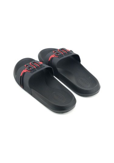 Gezer Erkek Yazlık Pu Islak Zemine Uygun Ev Banyo Bahçe Havuz Terlik Siyah-kırmızı
