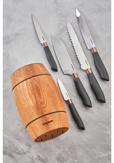 Cooker Hero 6 Parça Lux Bıçak Seti Ckr3585 Ahşap