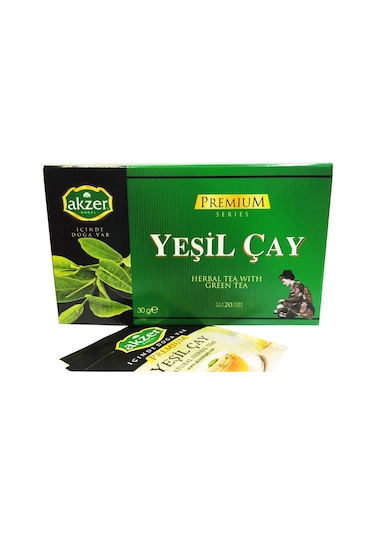 Akzer Premium Yeşil Çay Süzen Poşet Çay 20 x 1.5 G