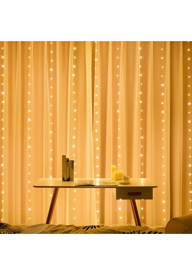 Maiyame 3x2m Sarı Led Tekerlek Işığı, Usb Ve Kumanda İle 8 Fonksiyonlu, Ev Dekorasyonu, Noel Ve Festivaller İçin 200 Led Uzaktan Kumandalı Diğer