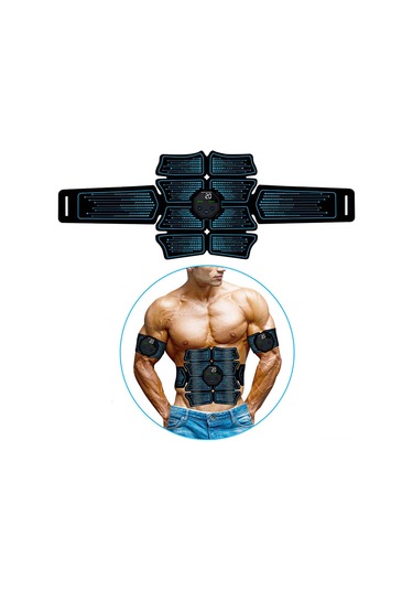 Padalink Karın Kası Egzersiz Aleti - 10 Mod 20 Seviye - Lcd Ekranlı Usb Şarjlı Elektrikli Masaj Cihazı 1 Adet Karın Bandı + 1 Adet Ana Ünite Mavi