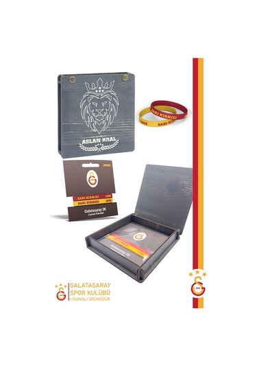 Galatasaray Orijinal Lisanslı Sarı Kırmızı 1905 2'li Yetişkin Bileklik Hediyelik Ahşap Kutulu Sarı - Kırmızı