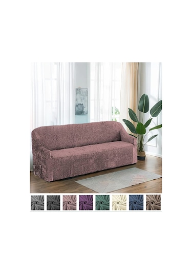 StarMall Kadife Koltuk Örtüsü Esnek, Lastikli Yıkanabilir 3 Kişilik Bir Adet Pembe