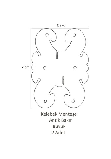 Bakır Dekoratif Kelebek Menteşe Büyük 2 Adet 7cm X 5cm