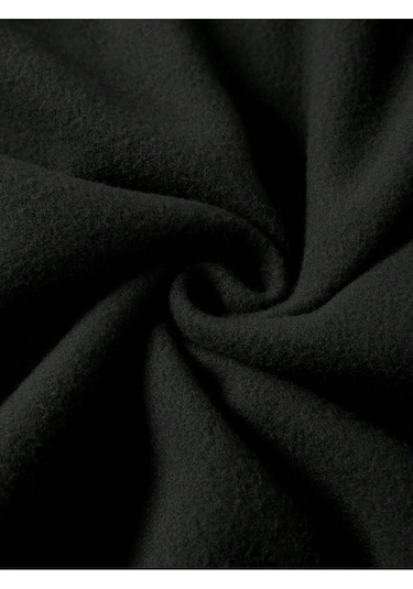 Coke Serisi Slogan Graphic Drawstring Thermal Lined Hoodie-trzksw717 Siyah