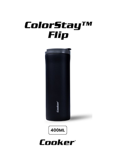 Cooker 400 Ml Paslanmaz Çelik Mug Kahve Çay Termosu Ckr2041 Siyah - 6 Saat Sıcak Soğuk - Kamp, Outdoor, Piknik, Ofis, Otel, Kafe, Okul, Seyahat Siyah