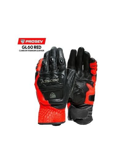 Prosev Gl60 Carbon Titantum Deri Eldiven Kırmızı
