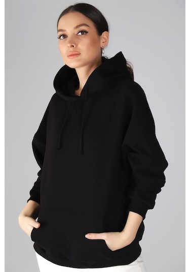 Sweetness Kadın Siyah Kapüşonlu Sweatshirt SIYAH