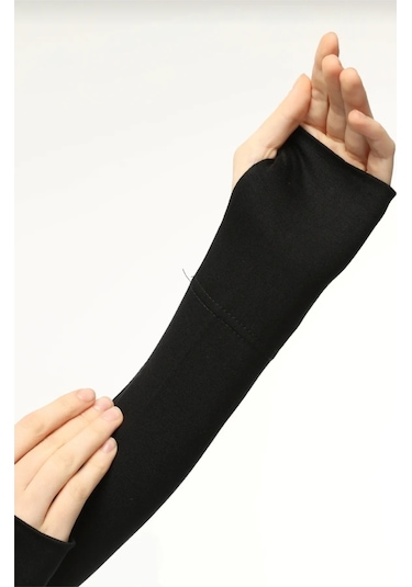 Pratik Tesettür Kolluk Penye Namaz Kolluğu Düz Siyah