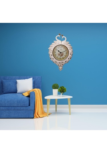 Duvar Saati Tavuskuşu Temalı Büyük Polyester Saat No.2 50 X 70 Cm çok Renkli