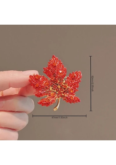 Mufunye Klasik Kırmızı Klen Yaprağı Desenli, İçinde Yaratıcı Yüzük Ve Zirkon Taşlarıyla Zenginleştirilmiş, Kaliteli Çelikten Yapılmış, Unisex Broş, Giyim Ve Aksesuar Eşliğinde Mükemmel Bir Seçim Çok Renkli