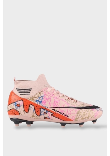 Çoraplı Bilekli Boğazlı Krampon Futbol Ayakkabısı Pudra - Turuncu Pembe