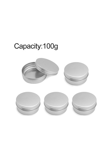 Sones 5 Adet İplik Doldurulabilir Alüminyum Paketleme Kutusu Kozmetik Küçük Saklama Kutusu, Kapasite: 100g Gümüş