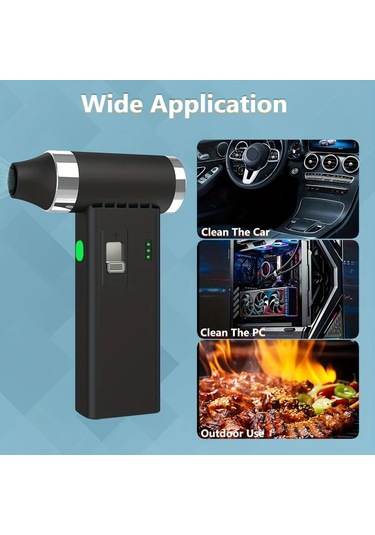 Honeybeeshop Siyah Elektrikli Hava Ufleyici 110000rpm Super Guc Kablosuz 0 100 Hiz Ayarli Jet Fan Hizli Sarj Bilgisayar Klavye Ev Arac Toz Ufleyici