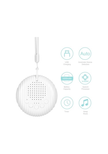Taşınabilir Bebek Uyku Makinesi - 8 Melodi, 23 Saat Çalışma, Usb Şarj Q3 Model Beyaz Beyaz