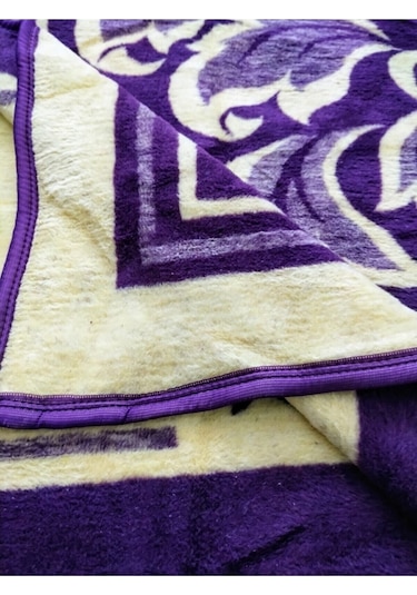 Algelsineve Mor Serisi Lüks Peluş Akrilik Çift Kişilik Uşak Battaniyesi Mor