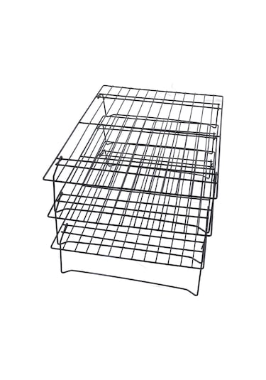 Yaozixa 13 İnç Demir Üç Katlı Pasta Bisküvi Pişirme Rafı - Hızlı Soğutma, Katlanabilir Ayaklar, Rust Özelikli, Geniş Kullanim Alanı Siyah