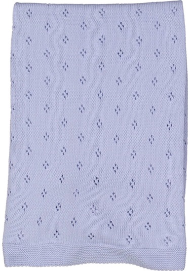 80 X 90 Çiçek Desenli Triko Battaniye Mavi