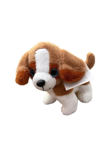 Havlayan Sesli Sevimli Ayakta Durabilen Peluş Köpek Oyuncak 25 Cm Kahverengi