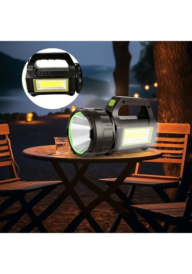 Xuweiwei 1 Adet El Feneri Süper Parlak Güneş Enerjili 7 Modlu Cob Yan Aydınlatmalı Taşınabilir Kamp Lambası Açık Hava Seyahat Acil Durum Bakır - Siyah