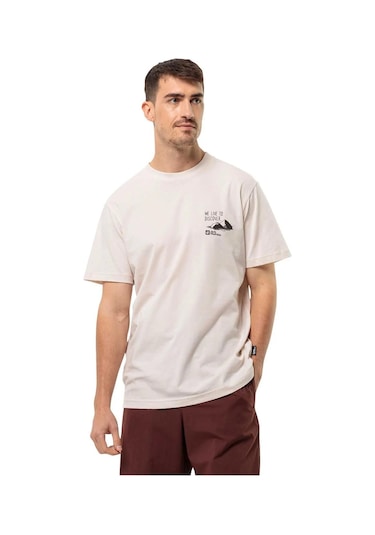 Jack Wolfskin Discover T M Erkek Tişört 1809761-5629 Bej