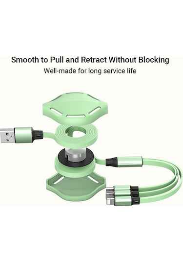 3'ü 1 Arada Şarj Kablosu - Lightning/type-c/micro Usb - 3.6ft Esnek & Hızlı Şarj