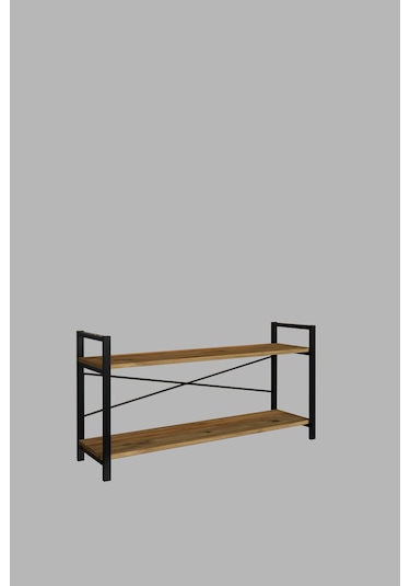 Exen Tv Ünitesi Dekoratif 2 Raflı Metal Ayaklı Tv Sehpası Atlantik Çam