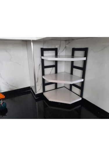 Akıs Home  Üçlü Tezgah Üstü Köşe Raf Beyaz