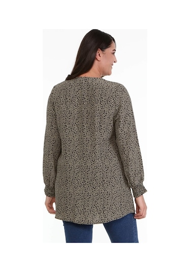 Düğme Detaylı Gipeli Tunik-haki Haki