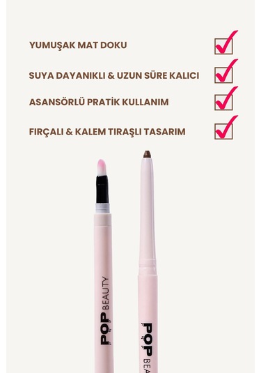 Pop Beauty Waterproof Suya Dayanıklı Asansörlü Dudak Kalemi Mercy