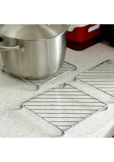 Willowhaven Silvery 4 Adet Paslanmaz Çelik Isıya Dayanıklı Ve Kaymaz Fritöz Altlığı