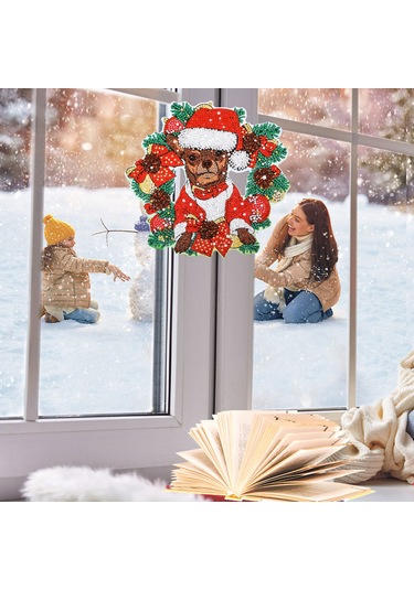 5d Elmas Boya Noel Çelenk Dıy Kırmızı Ve Yeşil