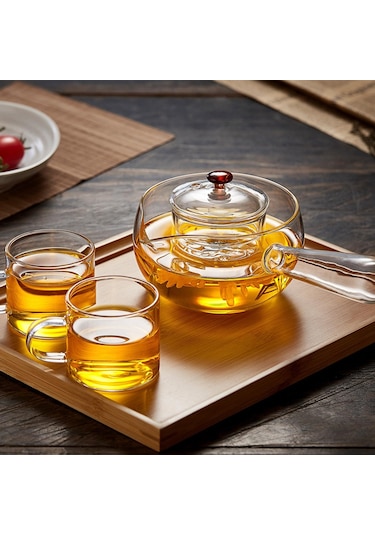 Suntek Demlikli Çaydanlık 450ml Seyahat Ocakları Cam-kulp