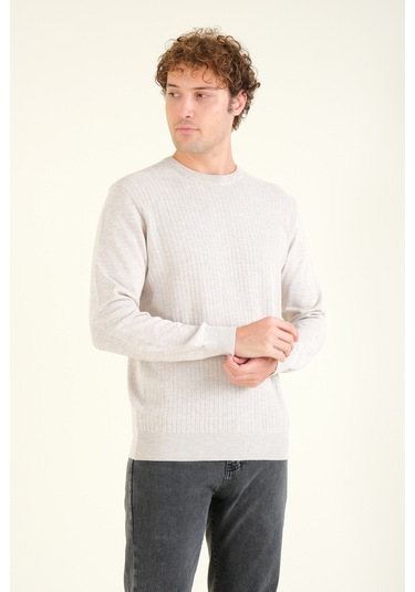 Giyim Dünyası Erkek Desenli Sıfır Yaka Kazak Taş 001