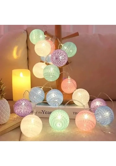 2m 10 Led Renkli Top Lamba Çok Renkli