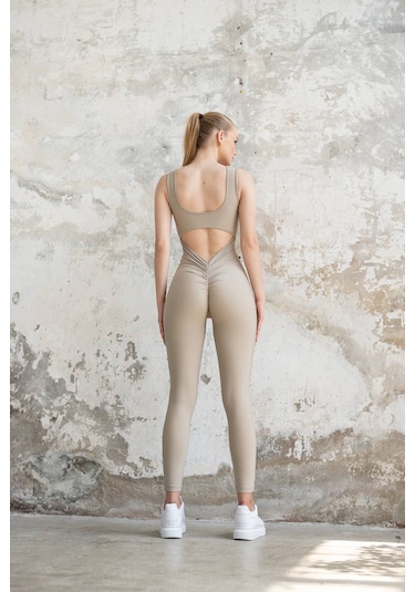 Arkası Büzgülü Scrunch Butt Spor Tayt Tulum