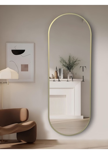 Boy Aynası 180cm X 60 Cm Elips Ayna 180 X 60 Gold