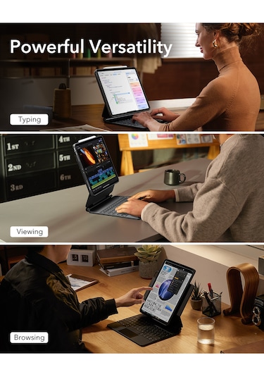 iPad Uyumlu  Pro 13" 2024, M4 Rebound Manyetik 360 Klavyeli Kılıf Klavyeli Kılıf