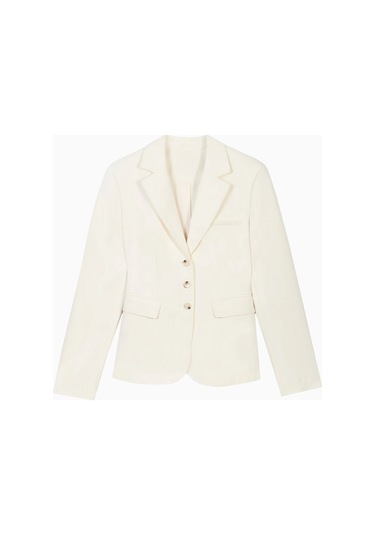 Because Of Alice Single Breasted Cinched Waist Blazer Kadın Ceket Krem