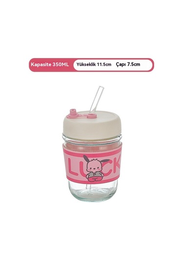 Jian Fan İnterneti Karikatür Cam Hasır Fincan Cam Kupa Kupa Pembe Pembe