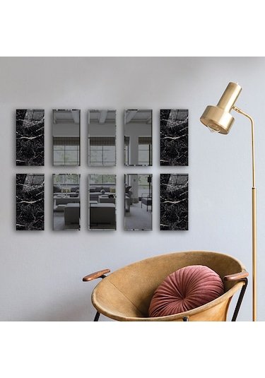 Dekor Camı | Granit Desenli Cam ve Füme Ayna | 10'lu Takım