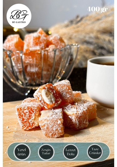 Portakallı Fındıklı Çifte Kavrulmuş Kuş Lokumu - Türk Lokumu - 400 Gr