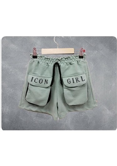 Toontoy Kız Çocuk Baskılı Şort Yeşil