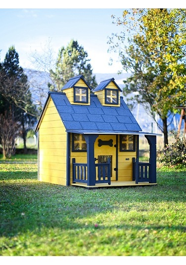 Mandu Ultra Lüks Ahşap Köpek Kulübesi Evi Gold Edition