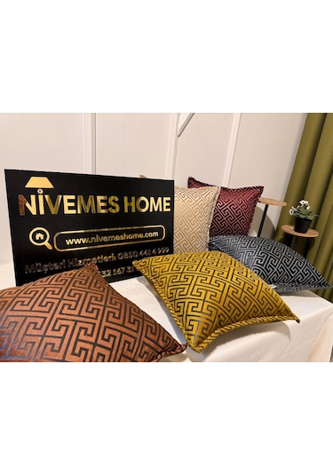 Nivemeshome Monet Zigzag Kırlent Kılıfı Kahve-antrasit 45 X 45 Kahve