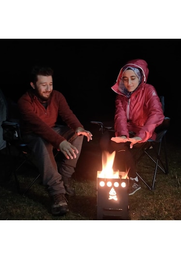 XL Ateş Kutusu Çok Yakıtlı Taşınabilir Katlanır Kamp Ocağı Çınar Extreme Çok Renkli