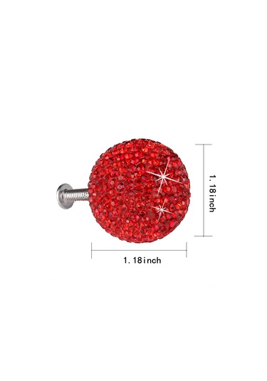 Yifomall Simli Taşlı Kristal Küre Tutamak - Dolap Ve Çekmeceler İçin Şık Kırmızı Kapı Kolu