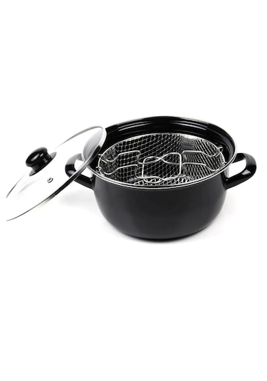 Viatom Emaye Cam Kapaklı Kızartma Tenceresi 26 Cm