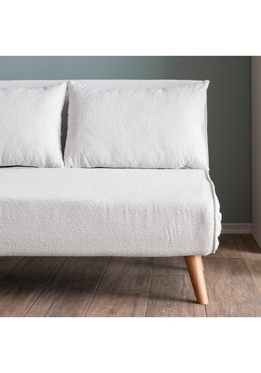 Folde 120 İkili Yataklı Katlanır Koltuk Teddy Beyaz Beyaz